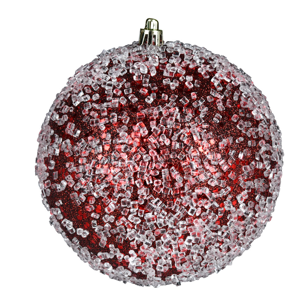 10 Inch Burgundy Glitter Hail Christmas Ball Ornament