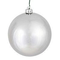 15.75 Inch Silver Shiny Round Christmas Ball Ornament Shatterproof UV
