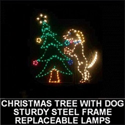 Puppy Dog Decorating Christmas Tree Animated LED Lighted Outdoor Lawn Decoration