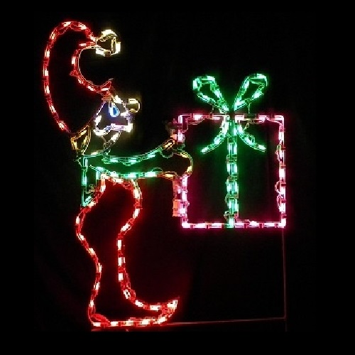Elf Carrying Christmas Gift LED Lighted Outdoor Christmas Decoration