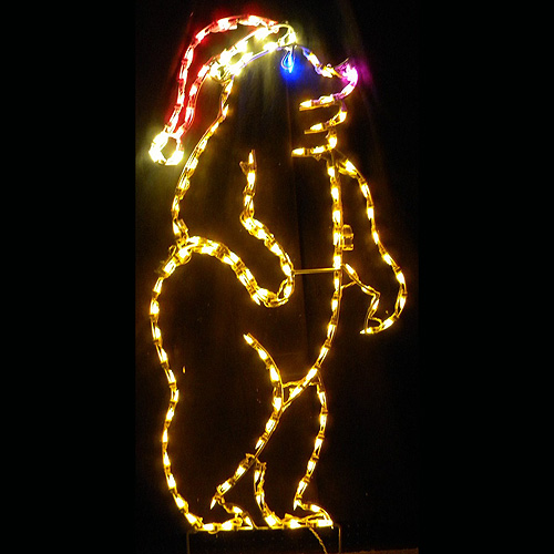 Bear with Santa Hat LED Lighted Christmas Decoration