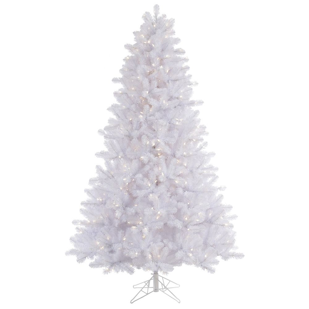 7.5 Foot Crystal White Pine EZ Plug Artificial Christmas Tree 800 LED M5 Italian Warm White 8 Function Mini Lights
