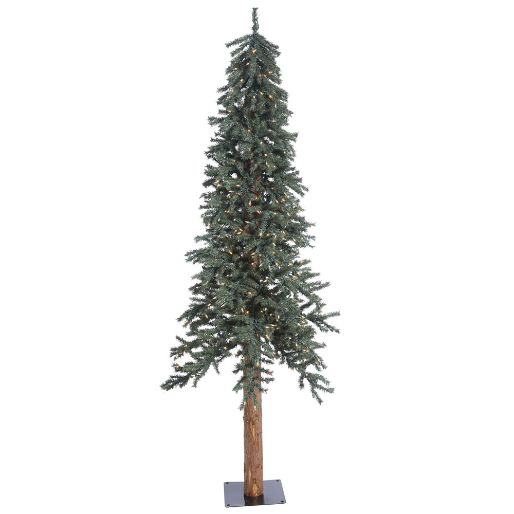 7 Foot Natural Bark Alpine Artificial Christmas Tree 300 DuraLit LED Warm White Italian Mini Lights