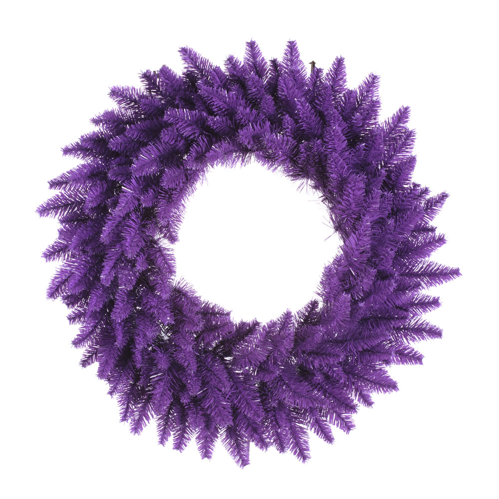 24 Inch Purple Artificial Halloween Wreath 50 DuraLit Incandescent Purple Mini Lights