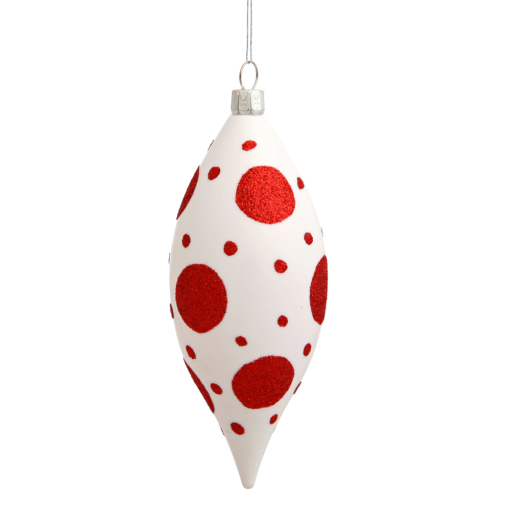 4.75 Inch White Polka Dot Drop Christmas Ornament