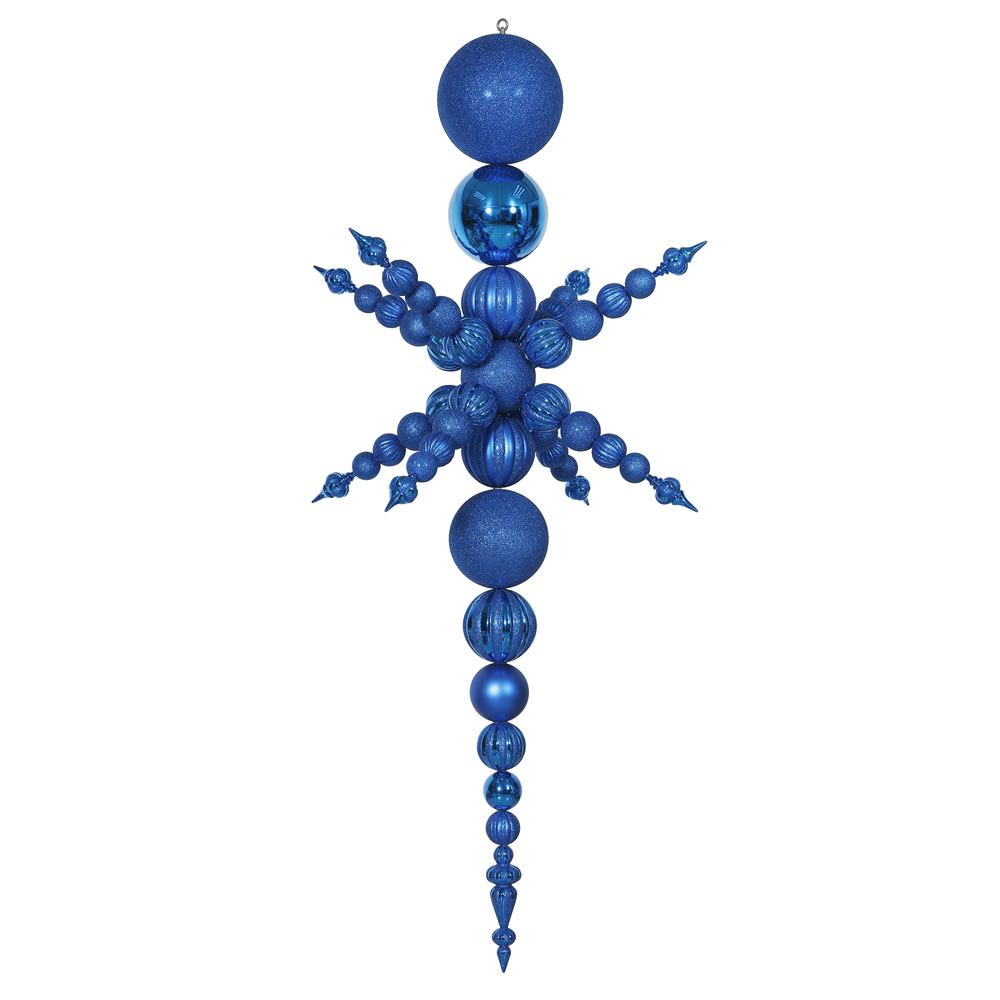 76 Inch Blue 3 Finish Snowflake Finial