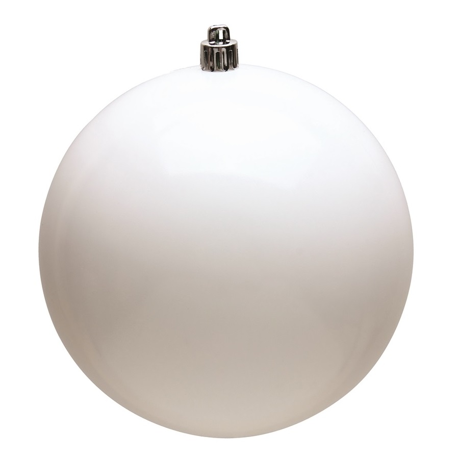 15.75 Inch Snow White Shiny Round Christmas Ball Ornament Shatterproof UV