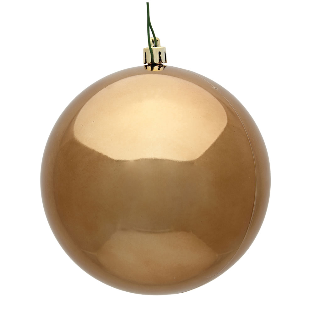 15.75 Inch Mocha Shiny Round Christmas Ball Ornament Shatterproof UV