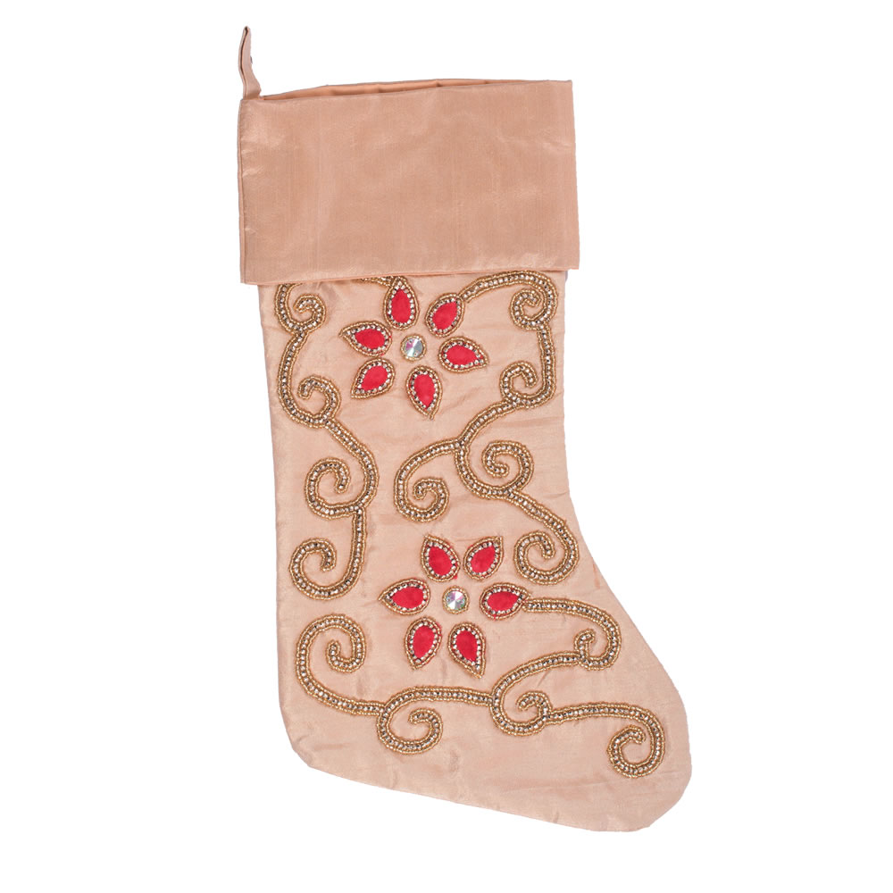 Champagne Polysilk Dupioni Wine Cotton Regal Decorative Christmas Stocking