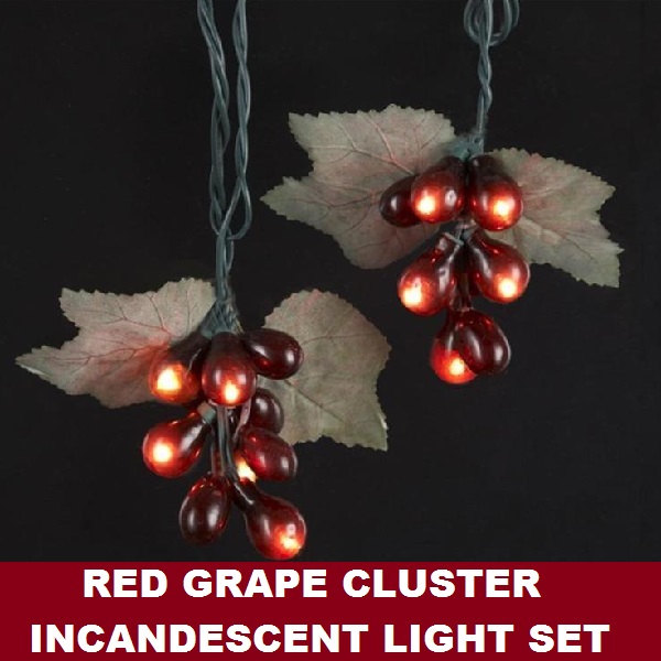 Red Grape Cluster 50 Incandescent Mini Christmas Light Set