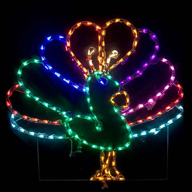 Christmastopia.com - Brightly Colored Peacock LED Outdoor Yard Decoration