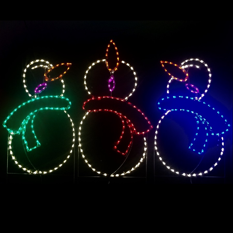 Trio of Caroling Snowmen LED Lighted Outdoor Christmas Decoration