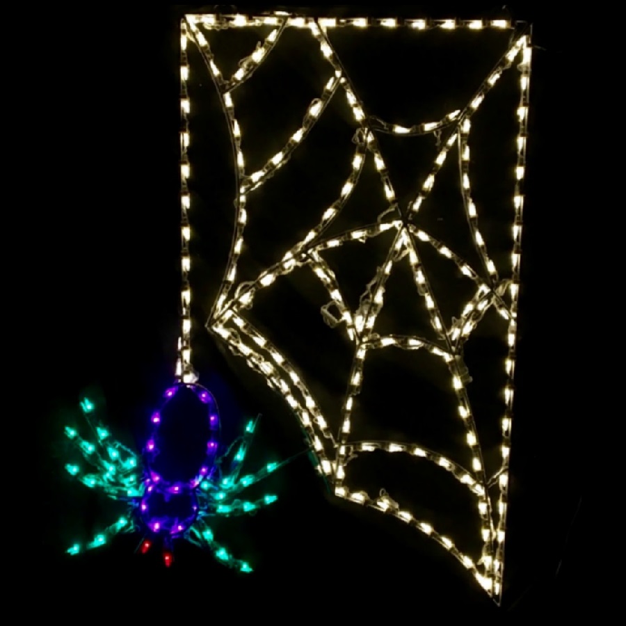 Christmastopia.com - Scary Spider Hanging from Web LED Lighted Outdoor Halloween Decoration