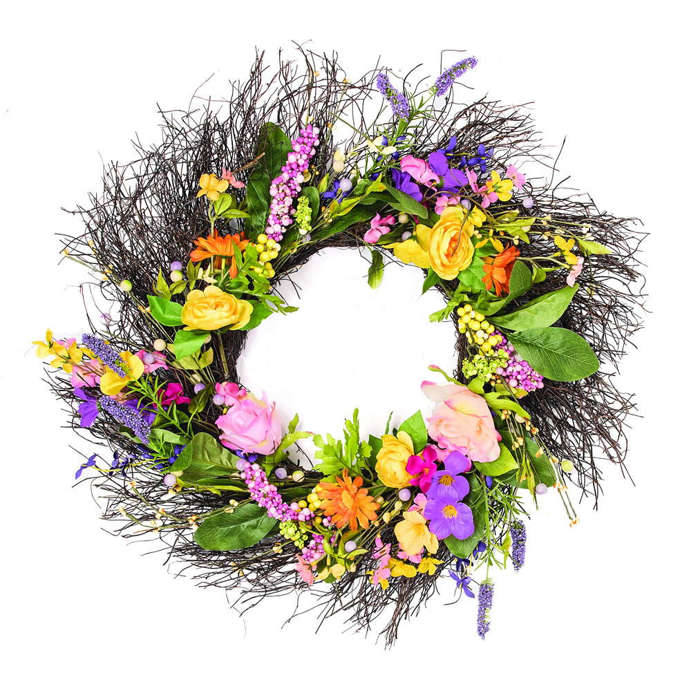 24 Inch Bright Mixed Floral Wreath