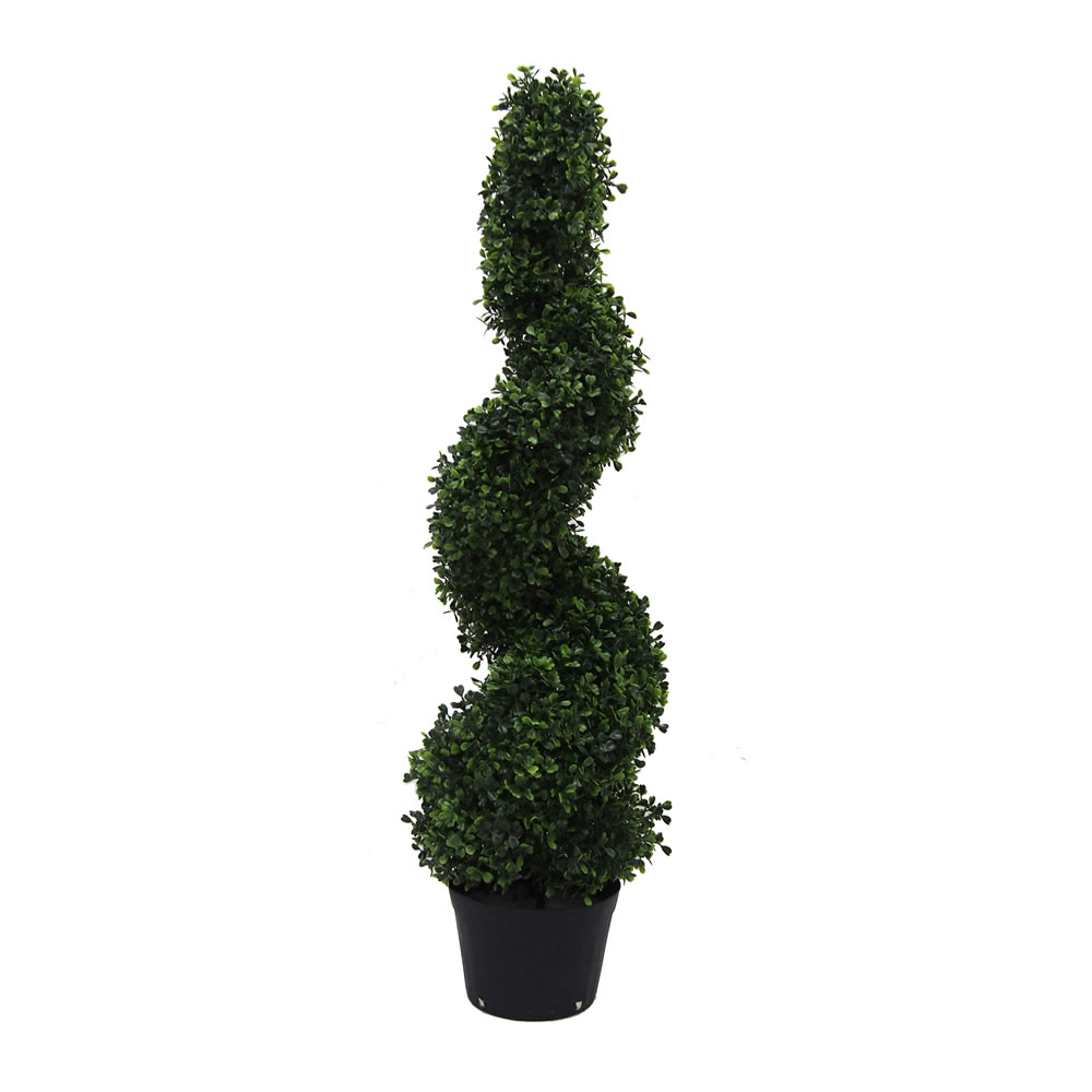 3 Foot Green Boxwood Spiral Topiary Artificial Potted Tree UV