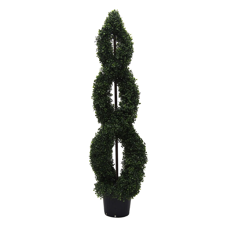 5 Foot Green Boxwood Double Spiral Topiary Artificial Potted Tree UV