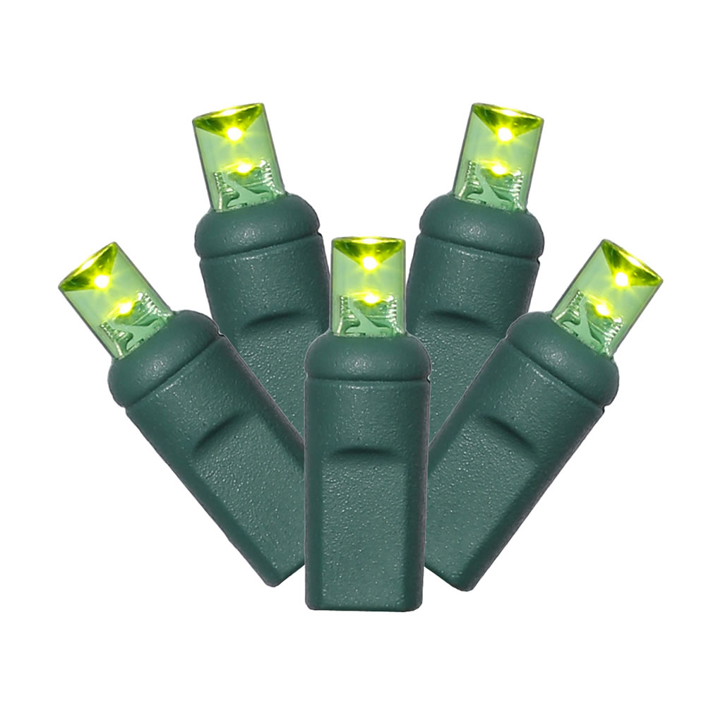 100 Commercial Grade LED 5MM Wide Angle Polka Dot Lime Green Halloween Light Set