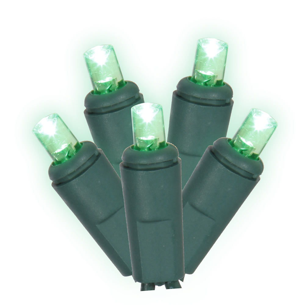50 Commercial Grade LED 5MM Wide Angle Polka Dot Green Twinkle Saint Patricks Day Light Set