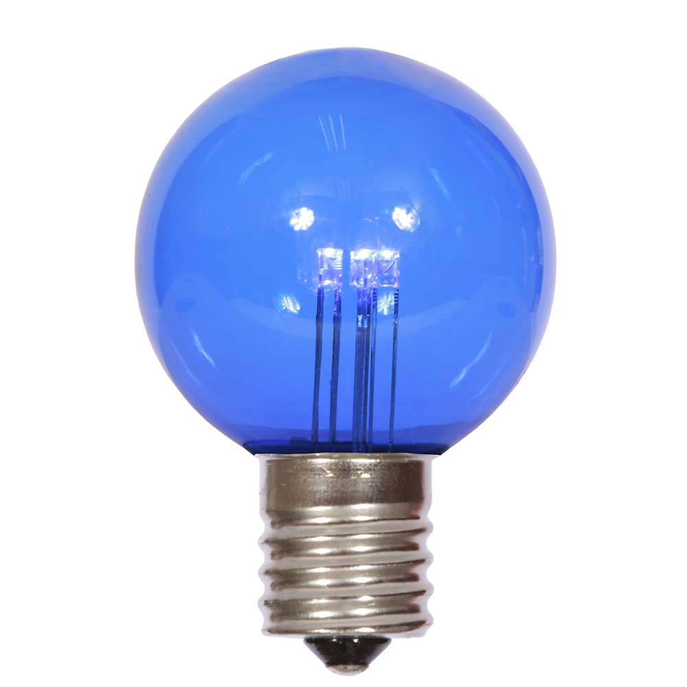 25 LED G50 Globe Blue Transparent Retrofit C9 E17 Socket Christmas Light Set Replacement Bulbs