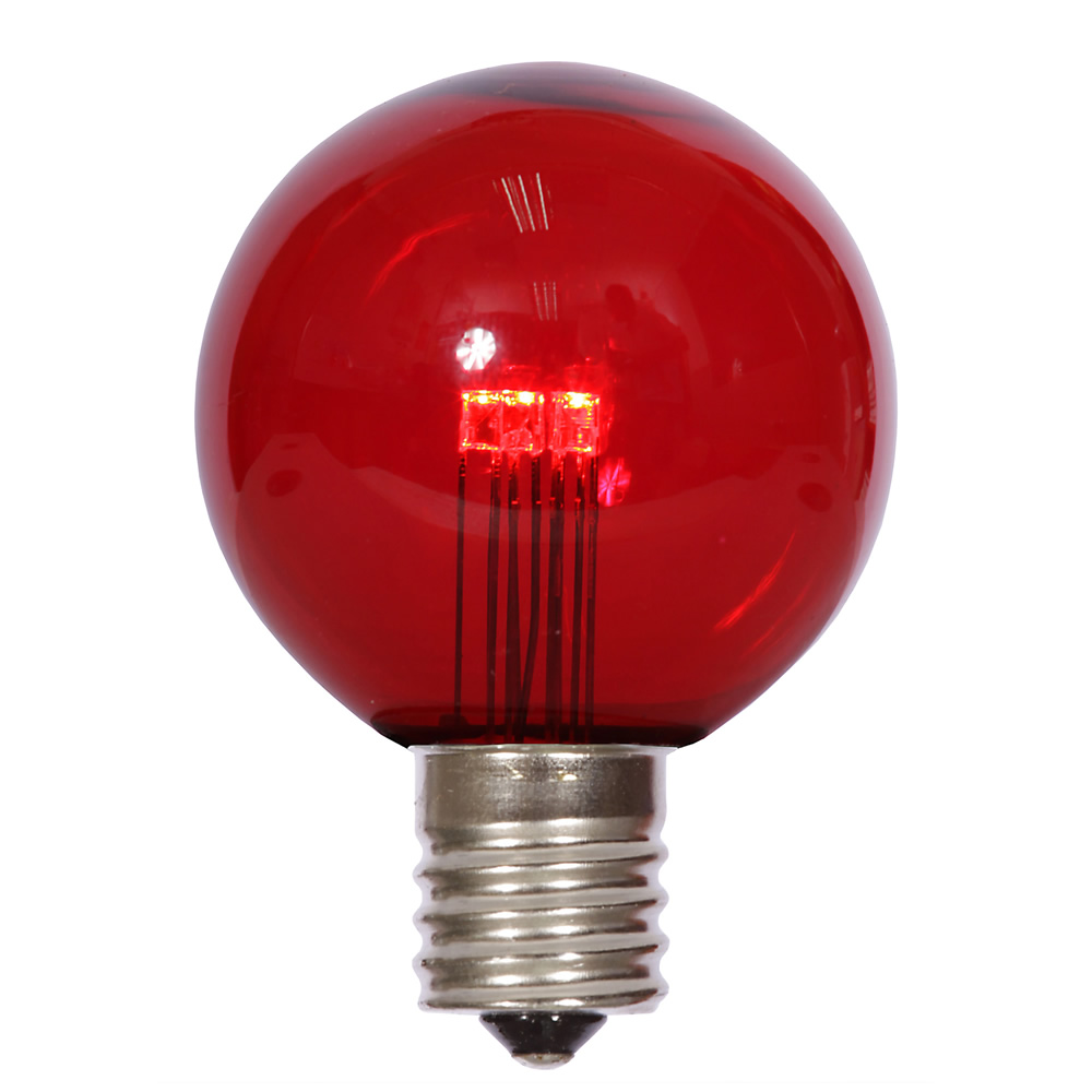 Christmastopia.com LED G50 Globe Red Transparent Retrofit C9 E17 Socket Christmas Light Set Replacement Bulbs