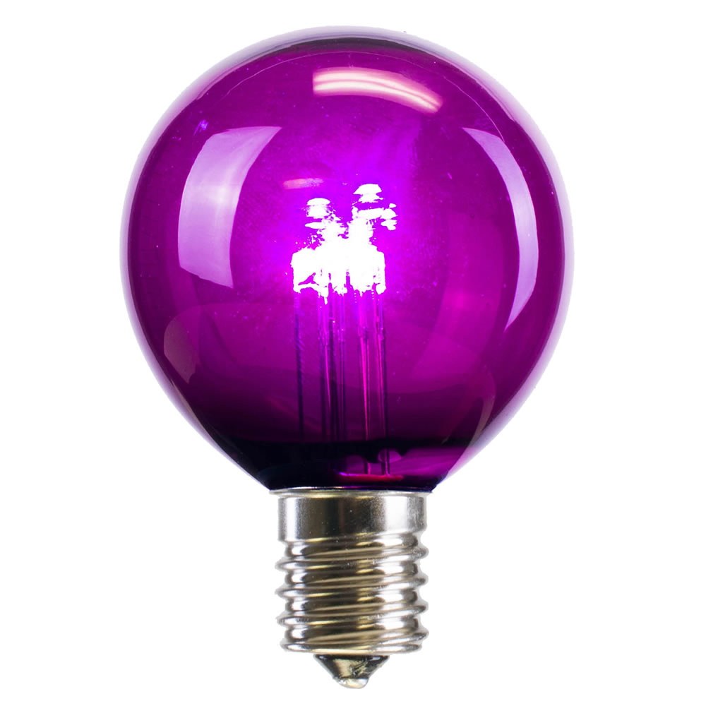 Christmastopia.com LED G50 Globe Purple Transparent Retrofit C9 E17 Socket Christmas Light Set Replacement Bulbs