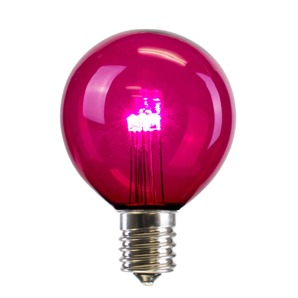 Christmastopia.com LED G50 Globe Pink Transparent Retrofit C9 E17 Socket Christmas Light Set Replacement Bulbs