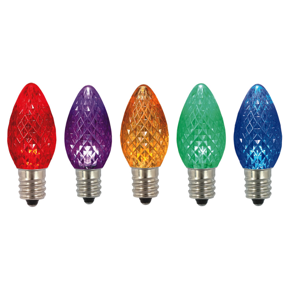 5 LED C7 Multi Color Faceted Retrofit Night Light Christmas Replacement Bulbs