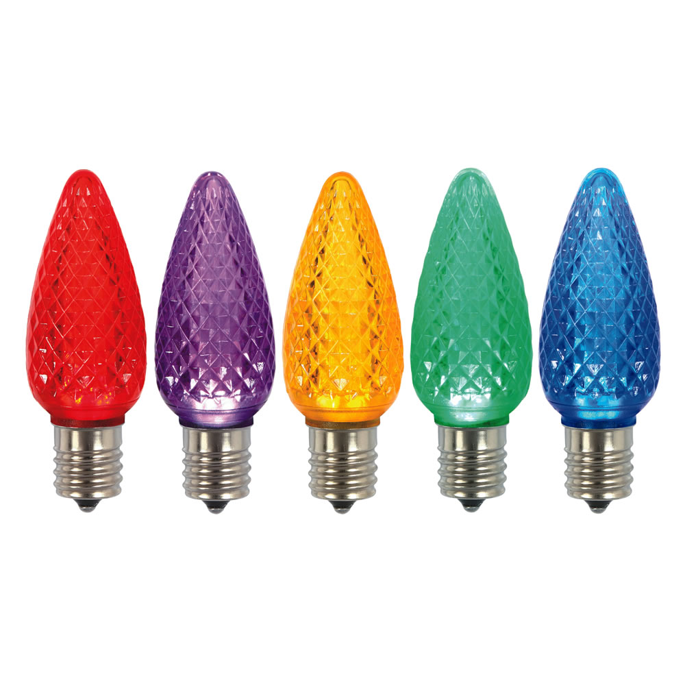 5 LED C9 Multi Color Faceted Retrofit E17 Socket Christmas Replacement Bulbs