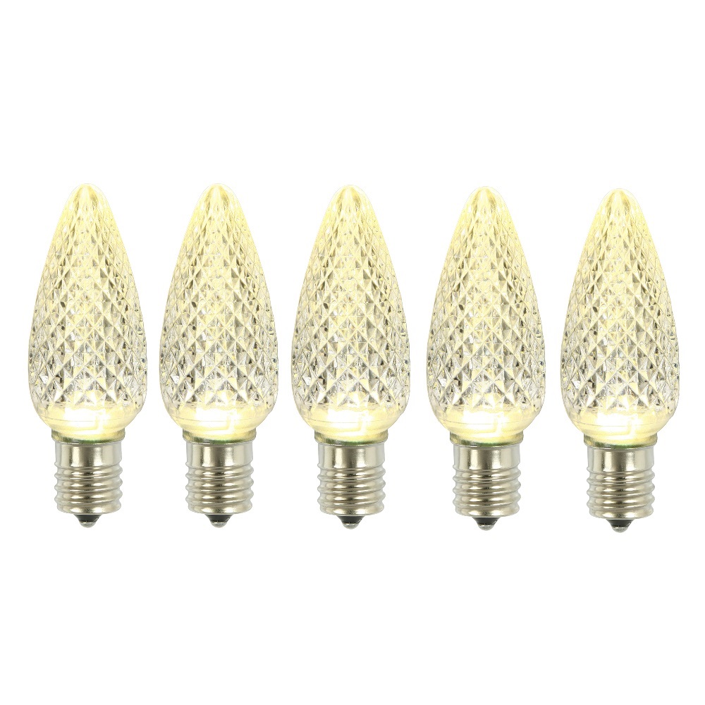 5 LED C9 Warm White Faceted Retrofit E17 Socket Christmas Replacement Bulbs