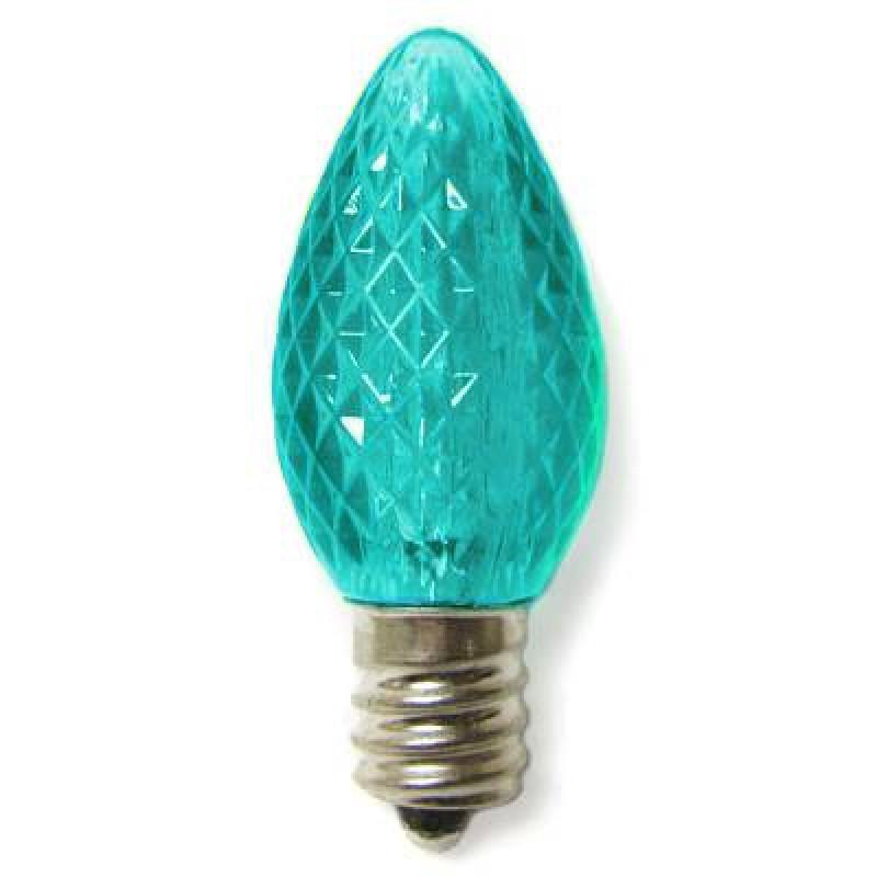 25 LED C7 Teal Faceted Retrofit Night Light Christmas Replacement Bulbs