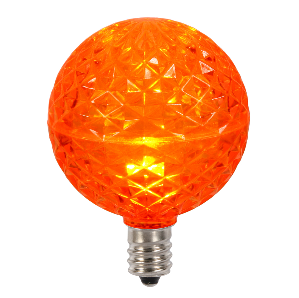 Christmastopia.com 10 LED G50 Globe Orange Faceted Retrofit C7 E12 Socket Halloween Replacement Bulbs