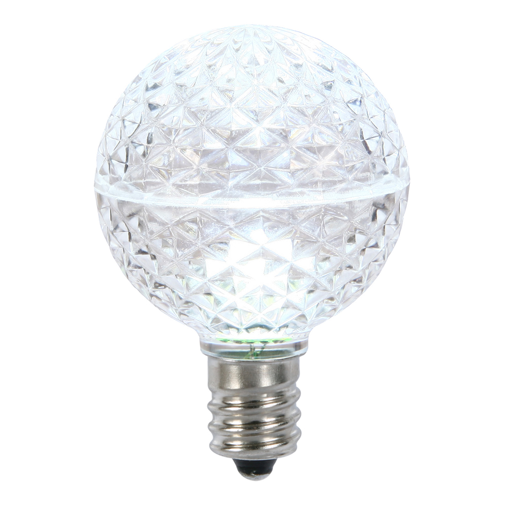 Christmastopia.com 25 LED G50 Globe Cool White Faceted Retrofit C9 E17 Socket Christmas Replacement Bulbs