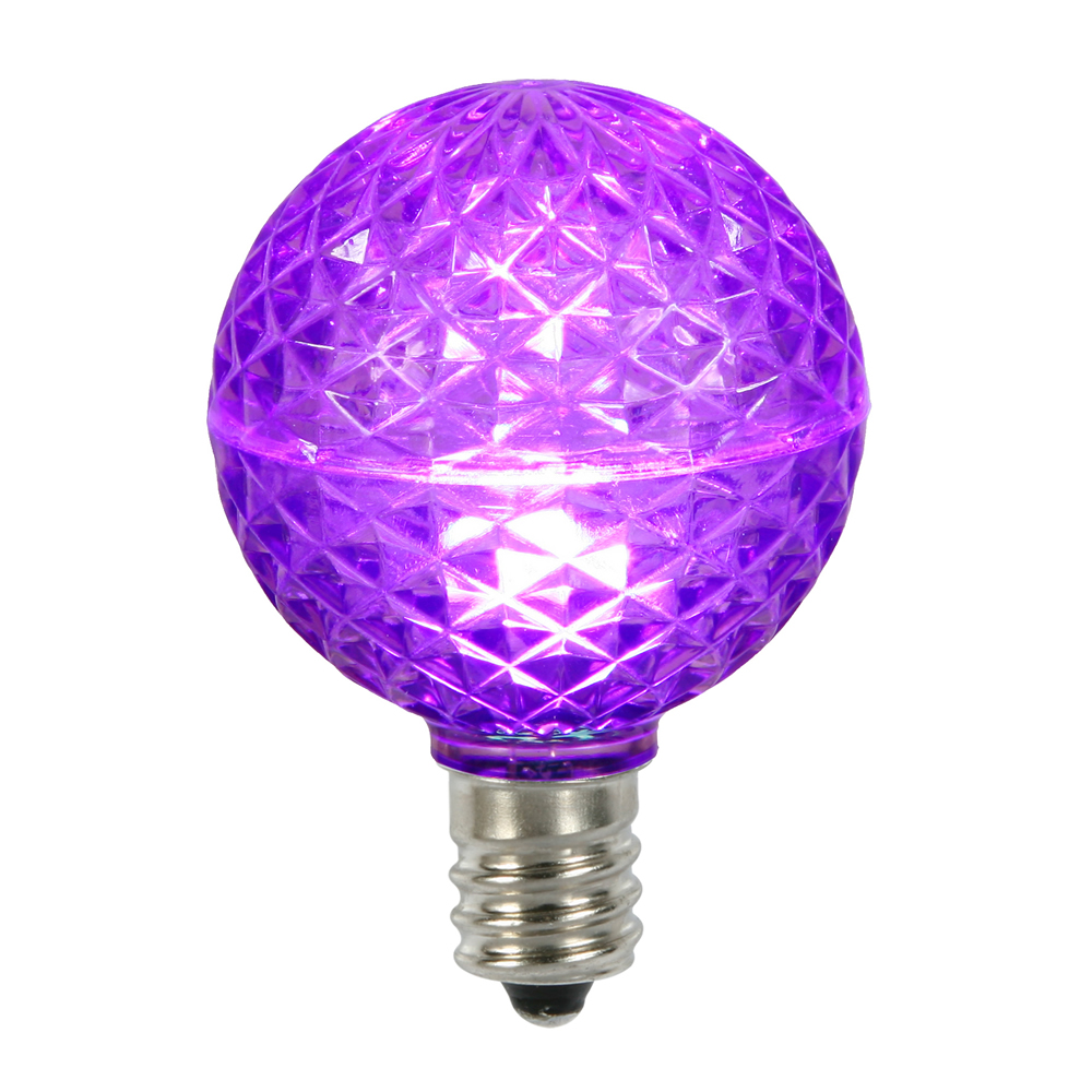 Christmastopia.com 25 LED G50 Globe Purple Faceted Retrofit C9 E17 Socket Halloween Replacement Bulbs