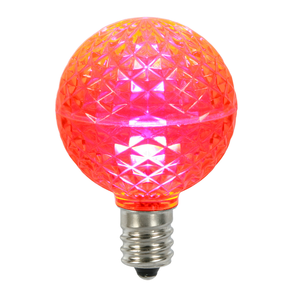 10 LED G50 Globe Pink Faceted Retrofit C9 E17 Socket Christmas Replacement Bulbs