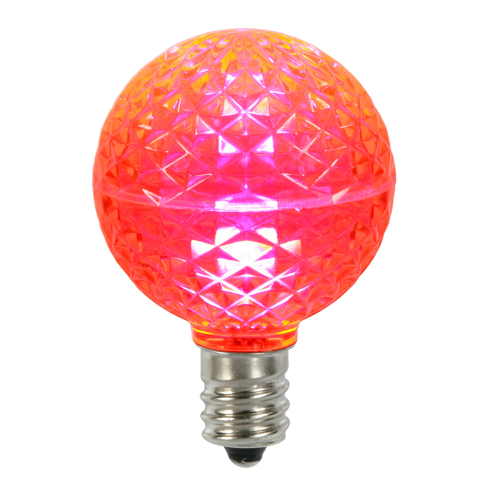 Christmastopia.com 25 LED G50 Globe Pink Faceted Retrofit C9 E17 Socket Christmas Replacement Bulbs