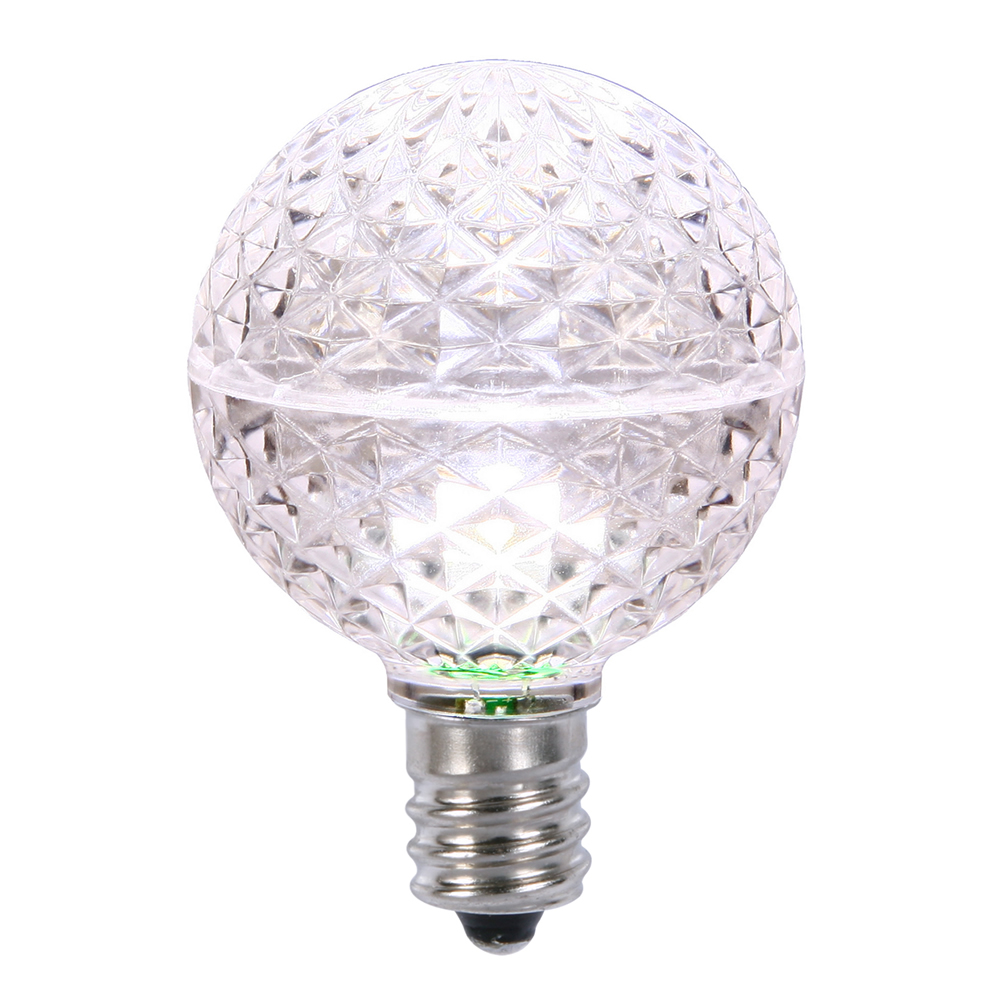 25 LED G50 Globe Pure White Faceted Retrofit C9 E17 Socket Christmas Replacement Bulbs