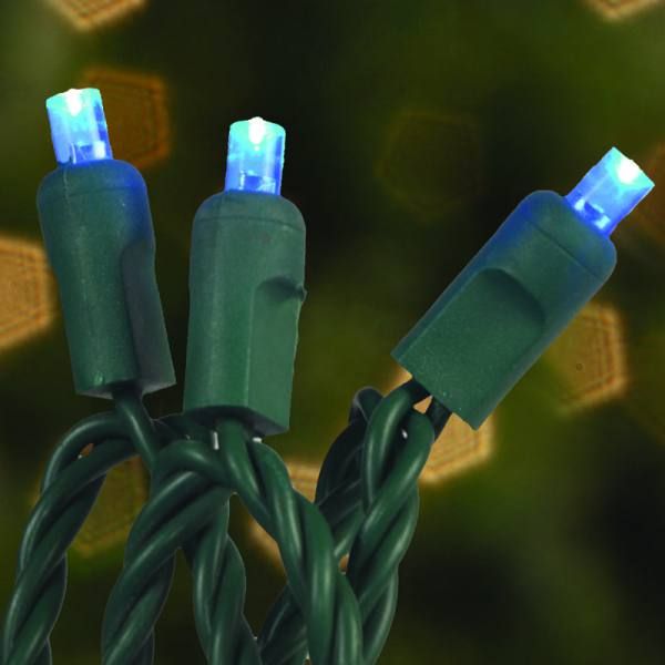 4 Inch Spacing Commercial Grade LED 5MM Blue Color Two Wire Concave Christmas Light Set Of 10