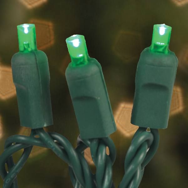 4 Inch Spacing Commercial Grade LED 5MM Green Color Two Wire Concave Christmas Light Set Of 10