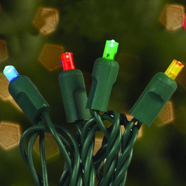 4 Inch Spacing Commercial Grade LED 5MM Multi Color Two Wire Concave Christmas Light Set Of 10