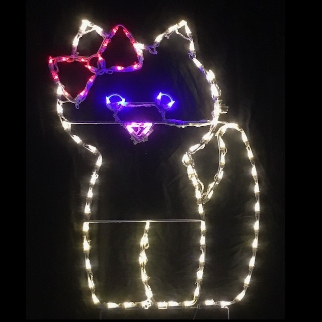 Kitten with Bow LED Lighted Outdoor Christmas Decoration