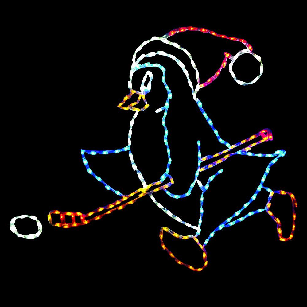 Hockey Penguin Left Facing LED Outdoor Lighted Christmas Decoration