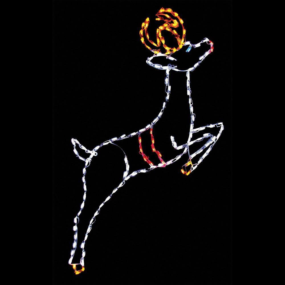 Leaping Reindeer LED Lighted Outdoor Christmas Decoration Set Of 2