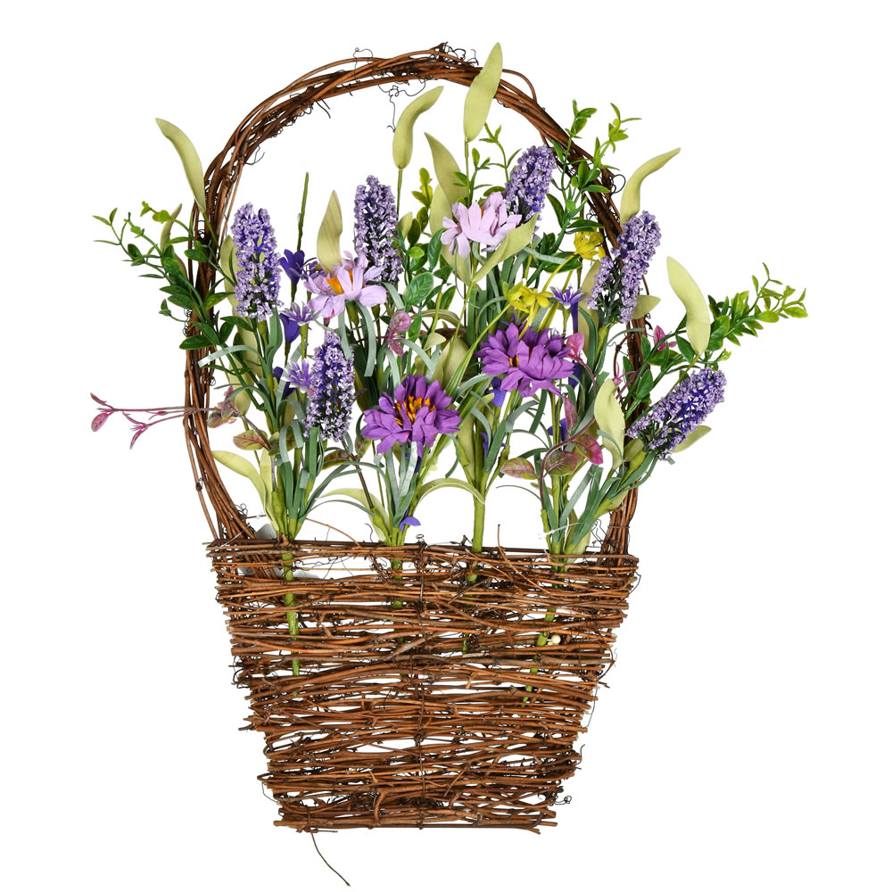 Christmastopia.com - 16 Inch Decorative Artificial Purple Lilac Wild Flower Easter Basket Decoration