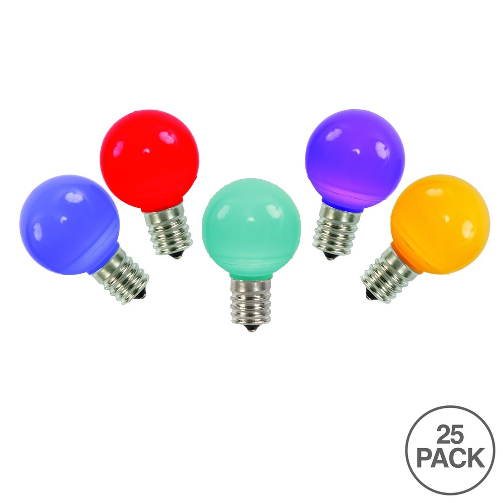 Christmastopia.com 25 LED G50 Globe Multi Color Ceramic Retrofit C9 E17 Socket Replacement Bulbs