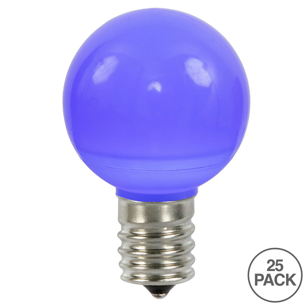 Christmastopia.com 25 LED G50 Globe Blue Ceramic Retrofit C9 E17 Socket Replacement Bulbs