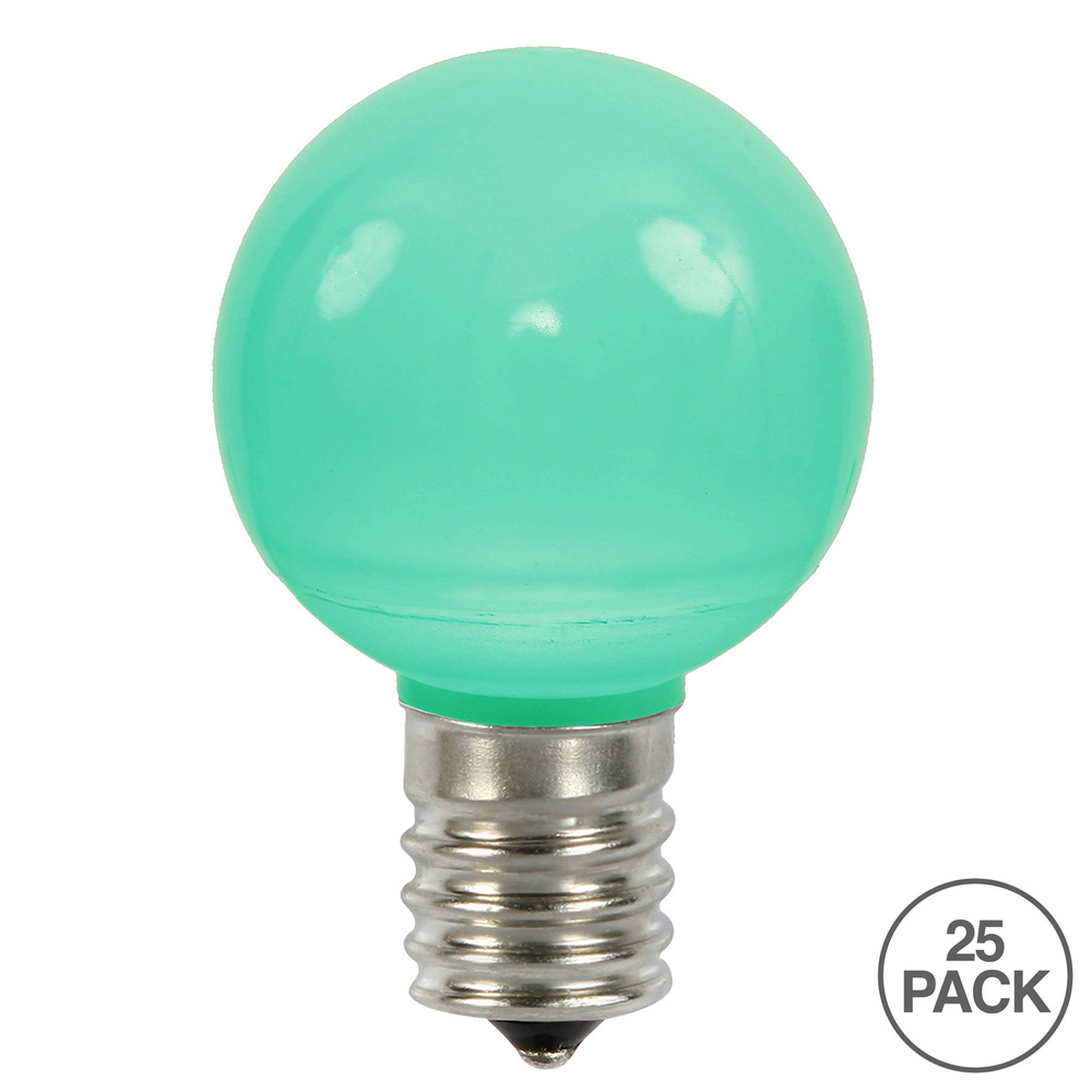 Christmastopia.com 25 LED G50 Globe Green Ceramic Retrofit C9 E17 Socket Replacement Bulbs