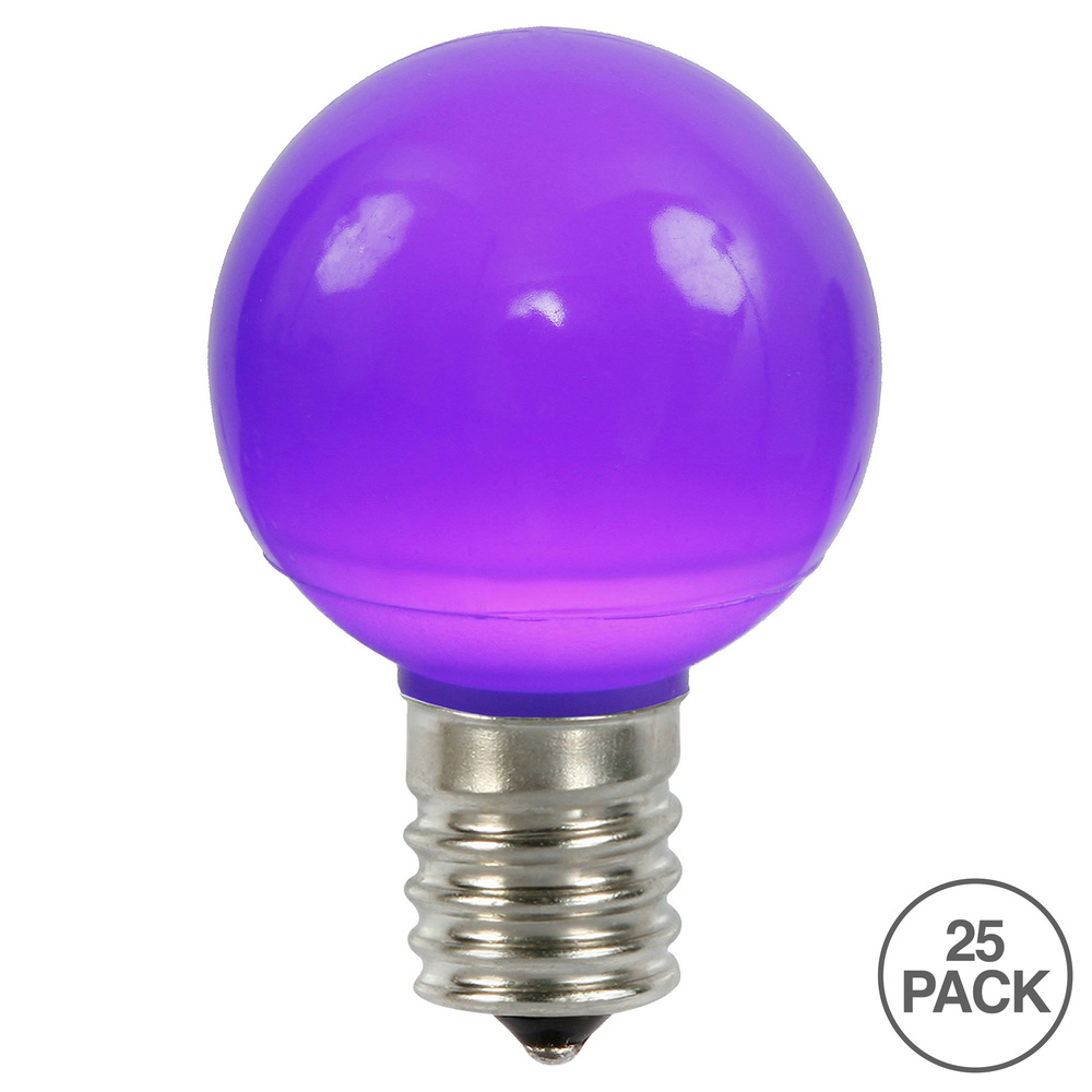 Christmastopia.com 25 LED G50 Globe Purple Ceramic Retrofit C9 E17 Socket Replacement Bulbs