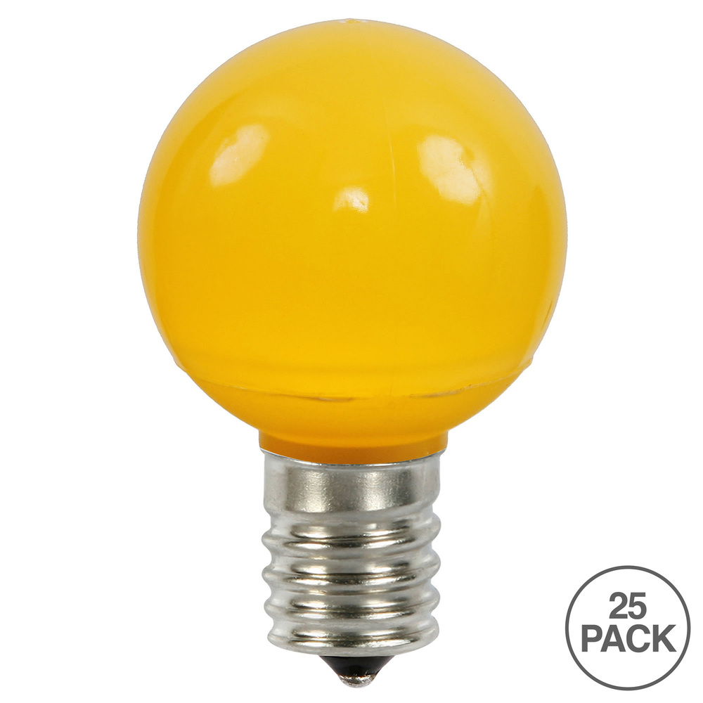 Christmastopia.com 25 LED G50 Globe Yellow Ceramic Retrofit C9 E17 Socket Replacement Bulbs