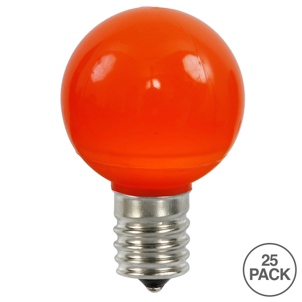 Christmastopia.com 25 LED G50 Globe Orange Ceramic Retrofit C9 E17 Socket Replacement Bulbs