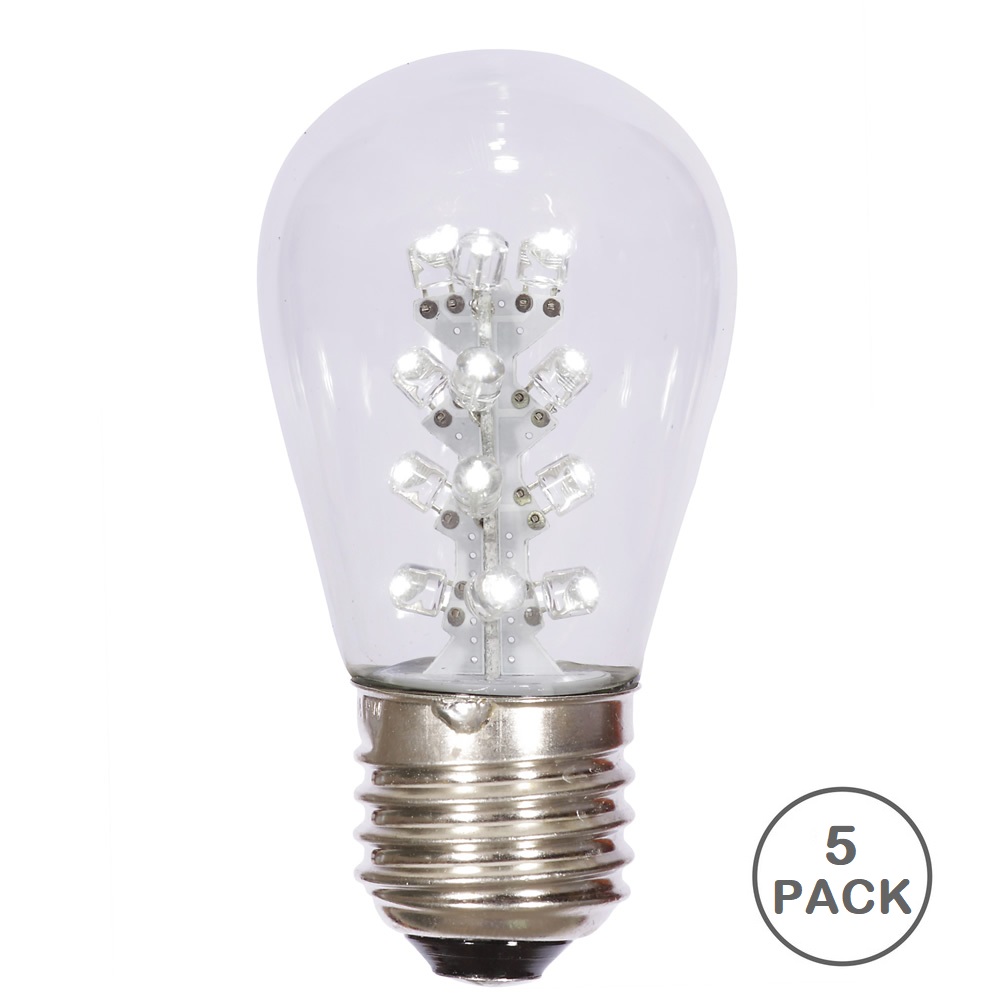 5 LED S14 Patio Transparent Pure White Retrofit Replacement Bulbs